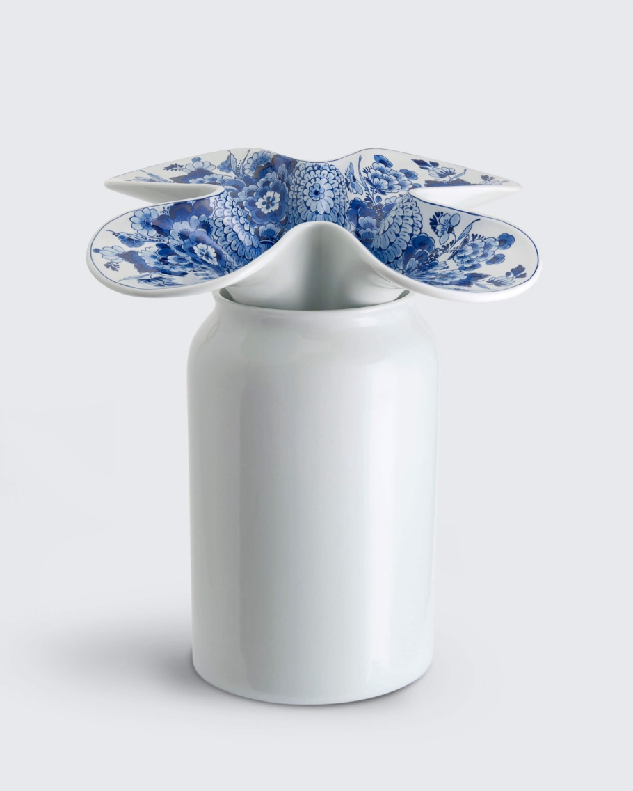 Mazzo Blue - 4 leafs, One part hand-painted